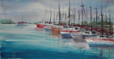 Peinture intitulée "boats 6" par Giorgio Gosti, Œuvre d'art originale, Aquarelle