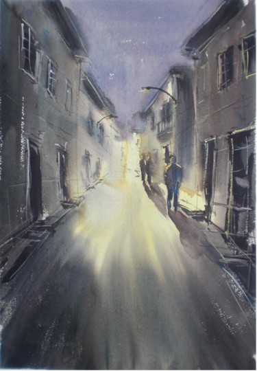Painting titled "an imaginary city 6" by Giorgio Gosti, Original Artwork, Watercolor