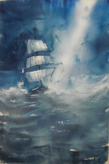 Painting titled "boats 21" by Giorgio Gosti, Original Artwork, Watercolor