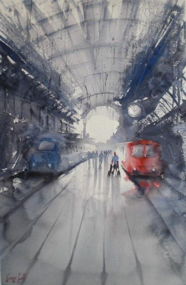 Pintura titulada "trains 15" por Giorgio Gosti, Obra de arte original, Acuarela