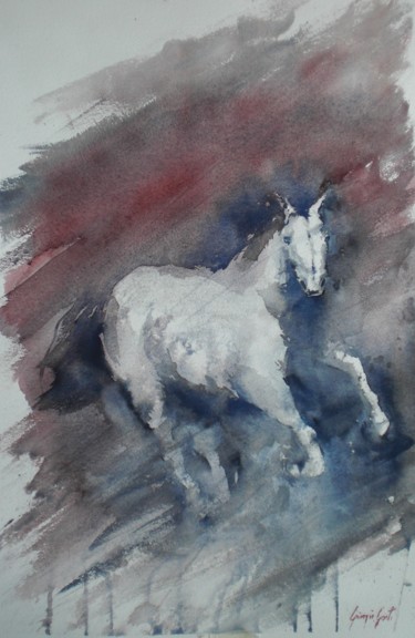 Peinture intitulée "horses 7" par Giorgio Gosti, Œuvre d'art originale, Aquarelle