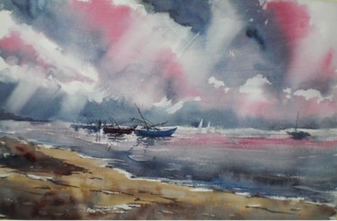 Painting titled "boats 37 #artistsup…" by Giorgio Gosti, Original Artwork, Watercolor