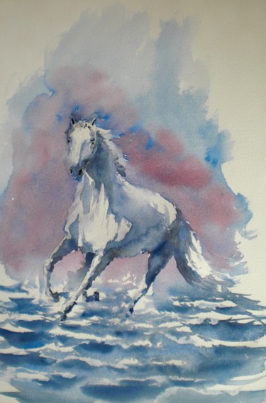 Peinture intitulée "horses 8" par Giorgio Gosti, Œuvre d'art originale, Aquarelle