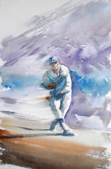 제목이 "baseball player 2 #…"인 미술작품 Giorgio Gosti로, 원작, 수채화