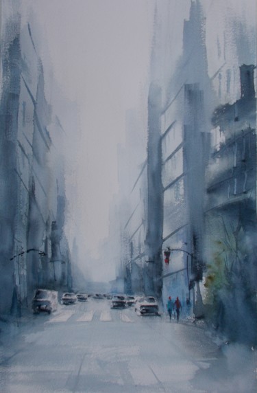 Painting titled "an imaginary city 45" by Giorgio Gosti, Original Artwork, Watercolor