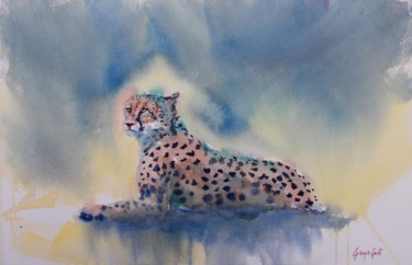 Painting titled "cheetah 3" by Giorgio Gosti, Original Artwork, Watercolor