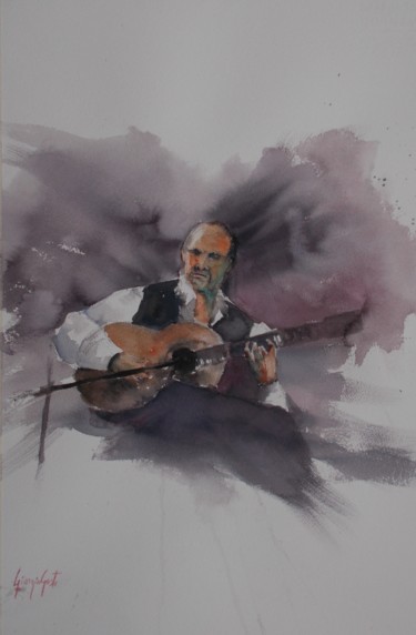 Картина под названием "musician" - Giorgio Gosti, Подлинное произведение искусства, Акварель