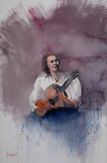 Schilderij getiteld "musician 2" door Giorgio Gosti, Origineel Kunstwerk, Aquarel