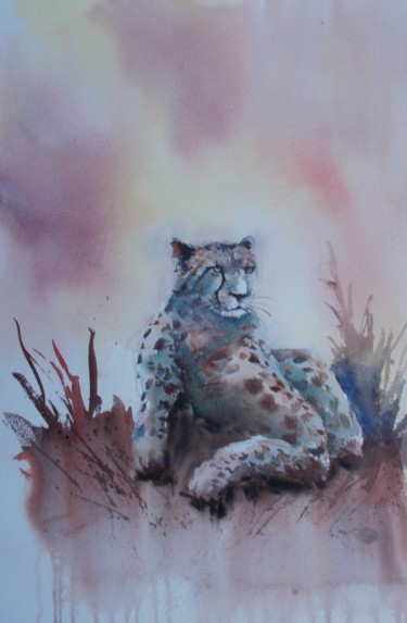 Pittura intitolato "cheetah 5" da Giorgio Gosti, Opera d'arte originale, Acquarello