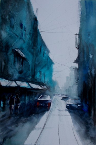 Painting titled "an imaginary city 49" by Giorgio Gosti, Original Artwork, Watercolor