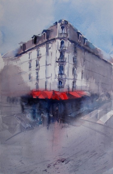 Pintura titulada "parisian cafè 7" por Giorgio Gosti, Obra de arte original, Acuarela