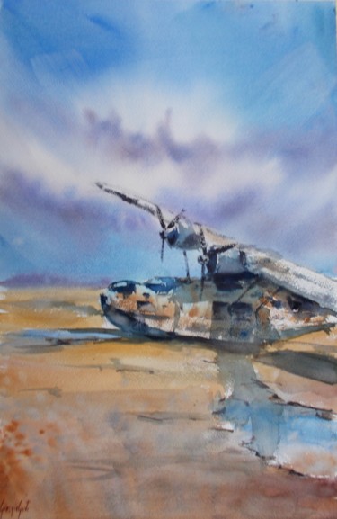 Painting titled "Abandoned Catalina" by Giorgio Gosti, Original Artwork, Watercolor