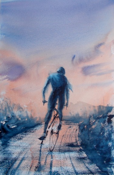 Pittura intitolato "cycling 4" da Giorgio Gosti, Opera d'arte originale, Acquarello