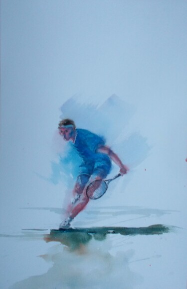 Painting titled "tennis player 2" by Giorgio Gosti, Original Artwork, Watercolor