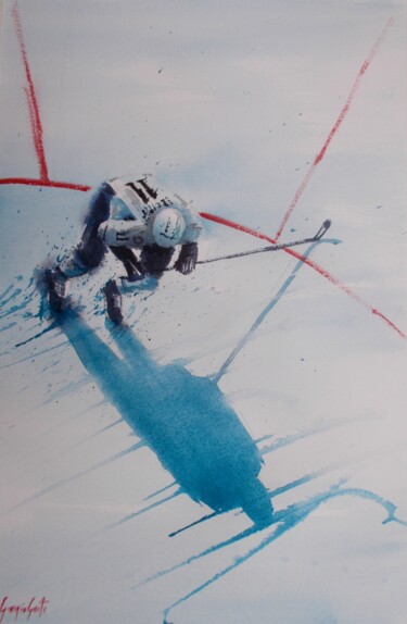 Malerei mit dem Titel "hockey player 6" von Giorgio Gosti, Original-Kunstwerk, Aquarell