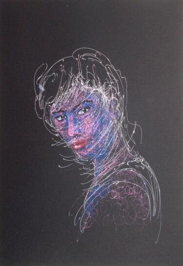 Drawing titled "young girl 42" by Giorgio Gosti, Original Artwork, Gel pen