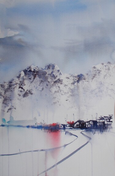 "winter landscape 11" başlıklı Tablo Giorgio Gosti tarafından, Orijinal sanat, Suluboya