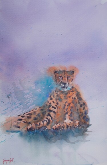 Painting titled "cheetah 7" by Giorgio Gosti, Original Artwork, Watercolor