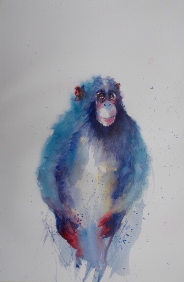 Peinture intitulée "chimpanzee 2" par Giorgio Gosti, Œuvre d'art originale, Aquarelle