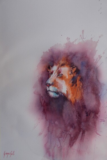 Peinture intitulée "lion 7" par Giorgio Gosti, Œuvre d'art originale, Aquarelle