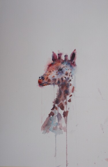 Ζωγραφική με τίτλο "giraffes 3" από Giorgio Gosti, Αυθεντικά έργα τέχνης, Ακουαρέλα