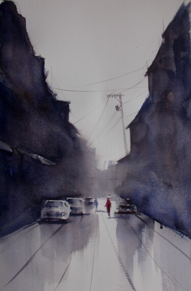 Painting titled "an imaginary city 60" by Giorgio Gosti, Original Artwork, Watercolor