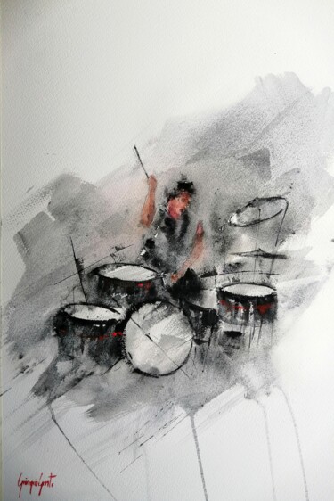 Malerei mit dem Titel "the drummer" von Giorgio Gosti, Original-Kunstwerk, Aquarell