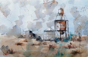 Painting titled "countryside landsca…" by Giorgio Gosti, Original Artwork, Watercolor