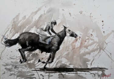 Pintura titulada "the horse race 32" por Giorgio Gosti, Obra de arte original, Acuarela