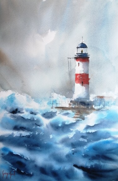 "lighthouse 28" başlıklı Tablo Giorgio Gosti tarafından, Orijinal sanat, Suluboya