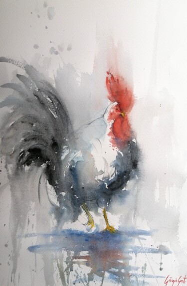 Pintura intitulada "rooster 23" por Giorgio Gosti, Obras de arte originais, Aquarela