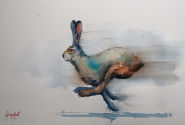 Painting titled "hare 10" by Giorgio Gosti, Original Artwork, Watercolor