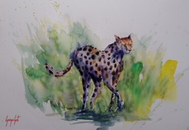 Painting titled "cheetah 10" by Giorgio Gosti, Original Artwork, Watercolor