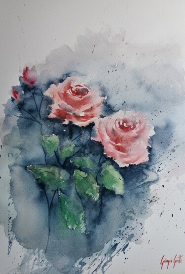 Malerei mit dem Titel "roses" von Giorgio Gosti, Original-Kunstwerk, Aquarell