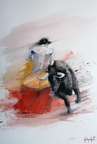 Painting titled "corrida" by Giorgio Gosti, Original Artwork, Watercolor