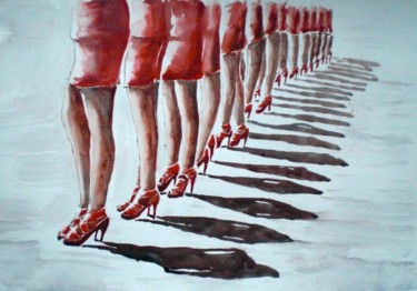 Malerei mit dem Titel "legs parade" von Giorgio Gosti, Original-Kunstwerk, Aquarell