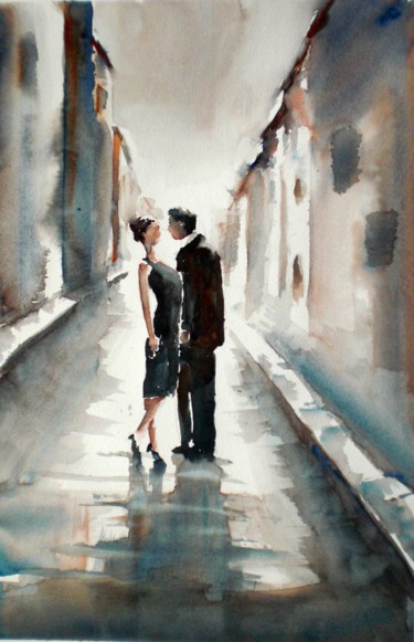 "the lovers" başlıklı Tablo Giorgio Gosti tarafından, Orijinal sanat, Suluboya