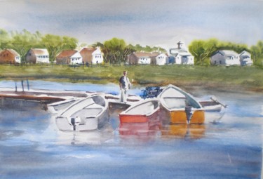 Peinture intitulée "boats" par Giorgio Gosti, Œuvre d'art originale, Aquarelle