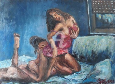 Peinture intitulée "Females" par Giorgos Ncl, Œuvre d'art originale, Huile