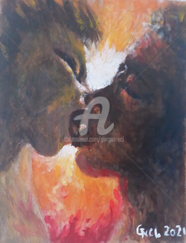 Peinture intitulée "Kiss 109" par Giorgos Ncl, Œuvre d'art originale, Acrylique