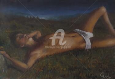 Painting titled "Resting" by Giorgos Ncl, Original Artwork, Oil