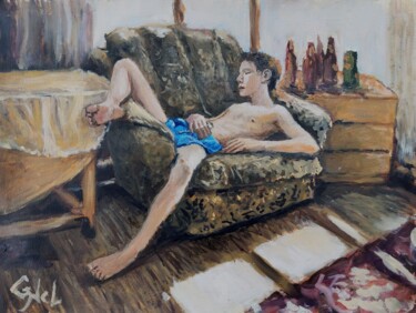 Painting titled "Resting." by Giorgos Nicolaou (Gncl), Original Artwork, Oil