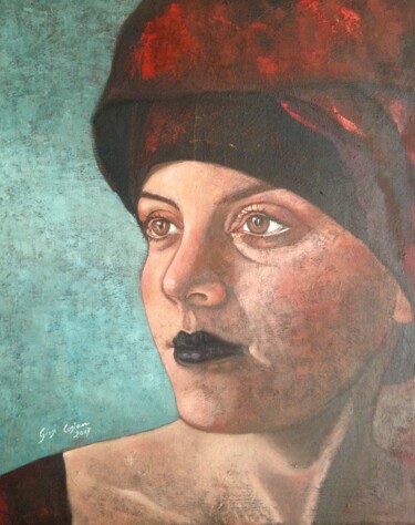 Painting titled "Turbante rosso" by Giosi Costan, Original Artwork, Oil