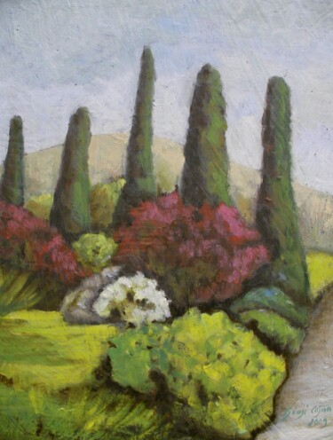 Peinture intitulée "Giardini di Ninfa" par Giosi Costan, Œuvre d'art originale, Huile