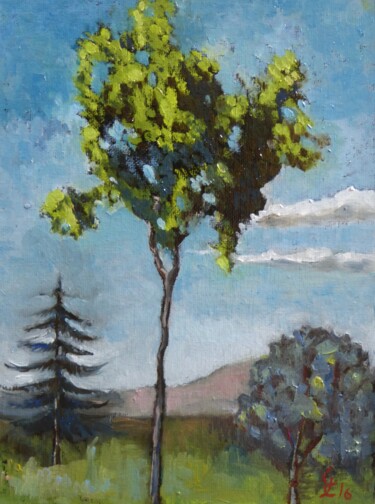 Painting titled "Alberi" by Giosi Costan, Original Artwork, Oil