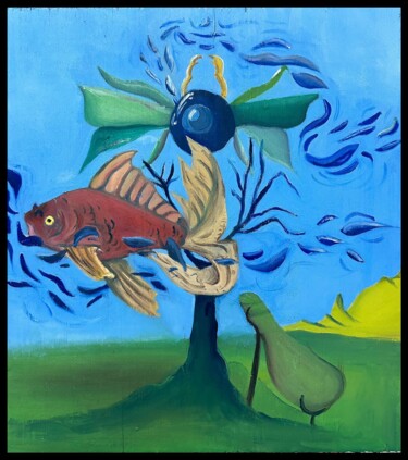 Pintura intitulada "like a fish on the…" por Giovanni.D, Obras de arte originais, Óleo Montado em Painel de madeira