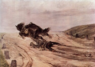 Malerei mit dem Titel "Le cavalier solitai…" von Giovanni Fattori, Original-Kunstwerk, Öl