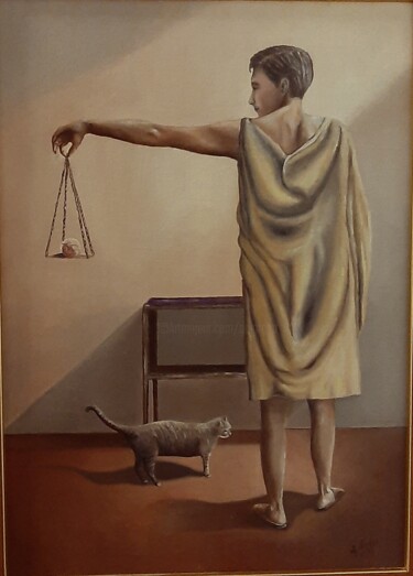 Schilderij getiteld "Il mostro solipsist…" door Giovanni Greco, Origineel Kunstwerk, Olie