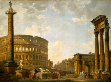 Pintura intitulada "Capriccio romain :…" por Giovanni Paolo Panini, Obras de arte originais, Óleo