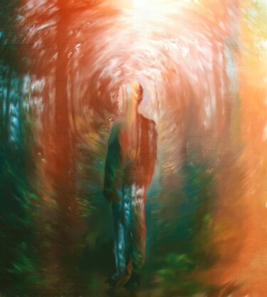 Malerei mit dem Titel "Inside the forest" von Giovanni Sanesi, Original-Kunstwerk, Öl